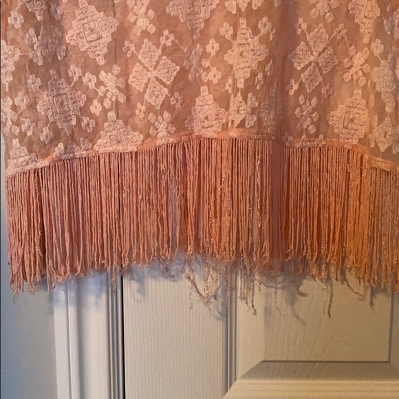 Pink Lace & Fringe Crop Top - Picture 2 of 2
